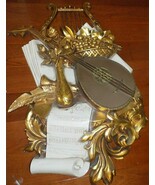Vintage Syroco Music Wall Hanging Mandolin Harp Fruit - FREE SHIPPING - $923.26 MXN