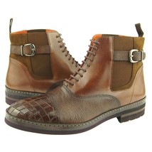 Lorens &quot;Cesar&quot; Men&#39;s Lace-Up Leather Ankle Boots, Cognac/Brown, Made in Spain - £128.51 GBP