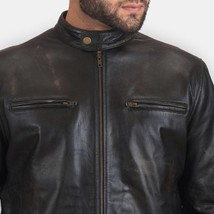 Rustic Black Leather Biker Jacket - $143.00