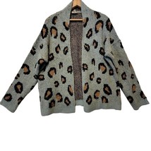 Hem &amp; Thread Blue Green Leopard Print Angora Blend Cardigan Sweater Size... - £19.09 GBP