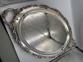 Wallace Silverplate BAROQUE 29&quot; Large Handled Waiter Tray #294F - £199.36 GBP