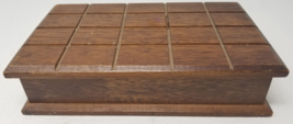 Wood Avocado Lined Jewelry Box Dresser Men&#39;s Handmade 1970 Taiwan Geomet... - $18.95