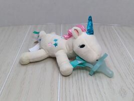 Dr. Brown's unicorn Plush pacifier holder baby lovey blue pink stars pin... - $5.87