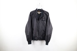 Vintage 80s Streetwear Mens Large Faded Full Zip Cafe Racer Bomber Jacket Black - £39.52 GBP