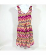 BeBop Geometric Print Ruffle Hem Dress w/Attached Slip Sleeveless Medium - $253.04 MXN