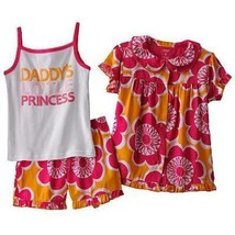 Girls Pajamas Carters 3 Pc Daddys Little Princess Shirt Tank Shorts Summ... - £14.12 GBP