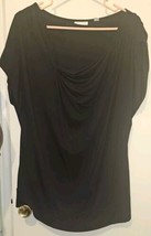 New York &amp; Company Stretch Woman&#39;s Black Blouse XL Pleated  - $14.85