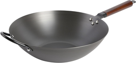 Carbon Steel Flat Bottom Wok and Stir Fry Pan, 14-Inch - $122.75 CAD