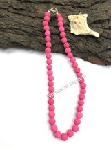 Pink Lava 8x8 MM Perlen Stretch Halskette Verstellbar AN-104 - £9.28 GBP