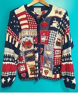 Heirloom Collectibles Cardigan XL Country Cottage Granny Core Pie Coffee... - $67.23 CAD