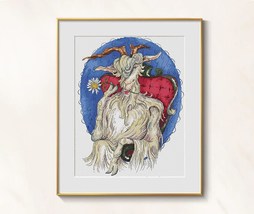 He Goat Cross stitch funny pattern pdf - Romantic cross stitch St Valentine  - £8.53 GBP