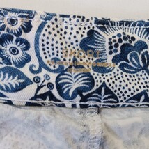 Elastic Waist Women's 14 Blue/White Cotton Blend Floral Pull-On Skirt Waist 36" image 3