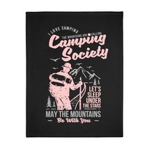 Personalized Velveteen Microfiber Blanket, Two-Sided Print, Camping Society Desi - £34.47 GBP+
