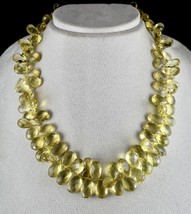 Natural Lemon Quartz Beads 1 Line 665 Carats Tear Drops Gemstone Finest Necklace - £225.42 GBP