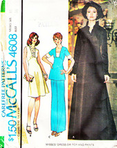 Vintage 1975 Misses&#39; DRESS, TOP &amp; PANTS Pattern 4608-m Size 16 - UNCUT - $12.00