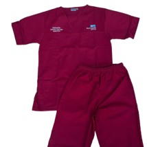 Red Scrub Set NHS Critical Care Doctor Embroidered Uniform Top &amp; Trousers - £17.16 GBP
