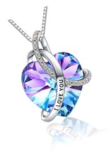 I Love You Heart Pendant Birthstone Crystal Jewelry - £98.24 GBP