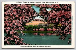 Lincoln Memorial From Across The Potomac Beautiful Cherry Blossoms Postcard M23 - $5.95