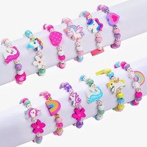 12 Pcs Girls Bracelets Play Jewelry Gifts - Cute Kids Toddlers Wooden Be... - £15.00 GBP