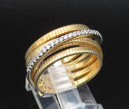 925 Silver - Vintage Two Tone Multi Row Overlapping Topaz Ring Sz 7.5 - RG25576 - £43.66 GBP