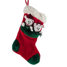 Winter Wonderland Christmas Stuffing Sock Stocking Bears Holiday Home Decor - $13.86