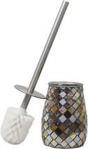 Black Gold Toilet Brush and Holder Set Mosaic Glass Non Rustic Stainless... - $54.37