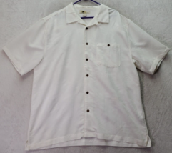 Joe Marlin Shirt Mens 2XL White Hawaiian Rayon Short Sleeve Collared Button Down - £11.14 GBP