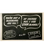 1944 Star Double Edge Razor Blades Advertisement Shaving Hair Hygiene F8A - $27.40 CAD