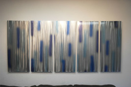 Abstract Metal Wall Art- Contemporary Modern Decor Original - Bamboo Blu... - £198.32 GBP