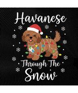 Havanese Dog Through Snow Christmas winter dog art holiday png festive pet  - $3.95