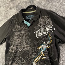 Eck Unltd Shirt Mens Extra Large Black Embroidered Polo Streetwear Tiki Y2K - £11.10 GBP