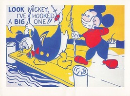 Look Mickey Postcard Roy Lichtenstein Mickey Mouse Donald Duck Walt Disney - $12.37