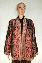 Soft Surroundings Red Cardigan Metallic Kimono Brocade Evening Jacket Wm... - £40.66 GBP