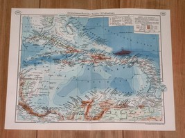 1938 Vintage Map Of West Indies Caribb EAN Puerto Rico Cuba Bahamas Costa Rica - £17.13 GBP
