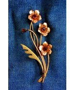 Amco Elegant Gold-filled Garnet Flower Bouquet Brooch 1940s vintage 2 1/2&quot; - £19.55 GBP