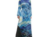 Woman Van Gogh Starry Night Long Sleeve High Neck Long Dress (Size XS to... - £28.69 GBP