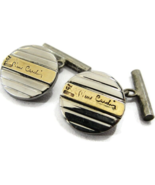 Pierre Cardin 18K Gold &amp; 925 Sterling Silver Round Cufflinks Chain Links - £144.56 GBP