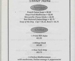 Hale Springs Inn Dining Room Menu Rogersville Tennessee 1990&#39;s - $17.82