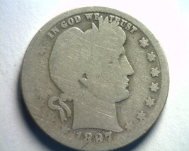 1897-O Barber Quarter Dollar About Good / Good AG/G Nice Original Coin Bobs Coin - £27.53 GBP