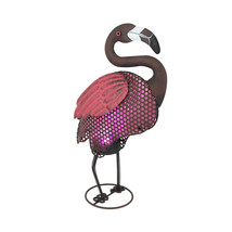 Pink Flamingo Metal Art Polka Dot LED Lighted Solar Garden Statue Yard Decor - £39.10 GBP