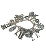 Sterling Silver Charm Bracelet Japanese Theme 17 Charms Large Heavy Brac... - £201.50 GBP