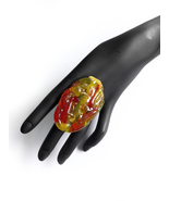 Unusual Ring, Green Red Ring, Oversized, Statement, Massive, Bold Contem... - £29.09 GBP