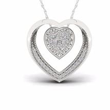 S925 Sterling Silver 0.22ct TDW Diamond Heart Necklace - £172.40 GBP