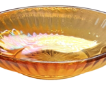 Vintage Orange Carnival Glass Bowl Iridescent 6 In Oval 2 Handle Decorat... - $19.99