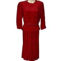 Vintage Maggie London Jeannene Booher Red Silk 2 Piece Set Size 10 Skirt... - £45.89 GBP