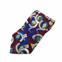 J.S. Blank and Co. Burgundy Blue Geometric Abstract All Silk Neck Tie US... - £9.29 GBP