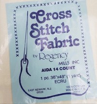 Cross Stitch Fabric Regency Mills Inc Aida 14 Count Cotton 36&quot; x 48&quot; New - £15.78 GBP