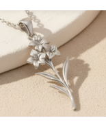 Handmade Gladiolus Flower Pendant Necklace | Sterling Silver Women Jewel... - $44.49