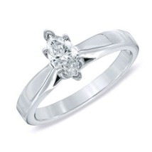 1/2ct Marquise LC Moissanite Solitaire Engagement Ring 14K White Gold Plated - £55.07 GBP