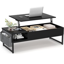 Lift Top Coffee Table With Storage, Wood Lifting Top Central Table Metal Frame,  - £135.88 GBP